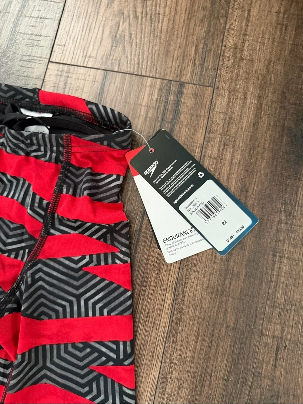 Speedo Youth Boy Swimsuit Jammer Endurance+ Printed Team Color Red Size 22 NWT
